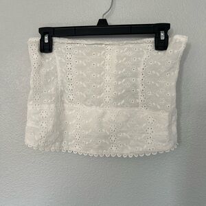 SHEIN White Eyelet Lace Corset Tube Top Size Small
